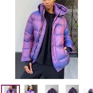 Iridescent purple mulberry regular super puff Aritzia TNA size XXS